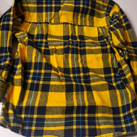 EUC- Osh Kosh B'Gosh Bright Yellow/Blue Flannel - Picture 5 of 10